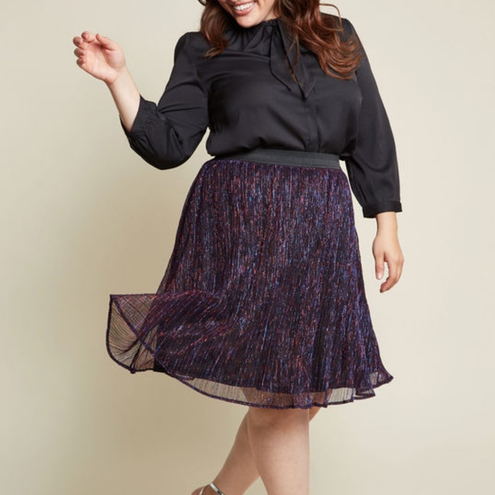 Modcloth It's the Glitz Metallic A-Line Skirt 2X